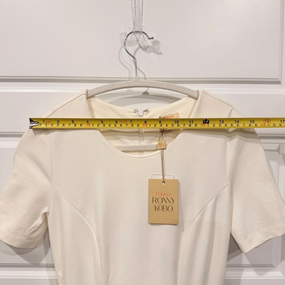 NWT Ronny Kobo Peplum Blouse XS White Short Sleeve Going Out Preppy Feminine - Picture 7 of 10